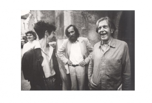 Milan Adamciak John Cage in Bratislava 1992 .jpg