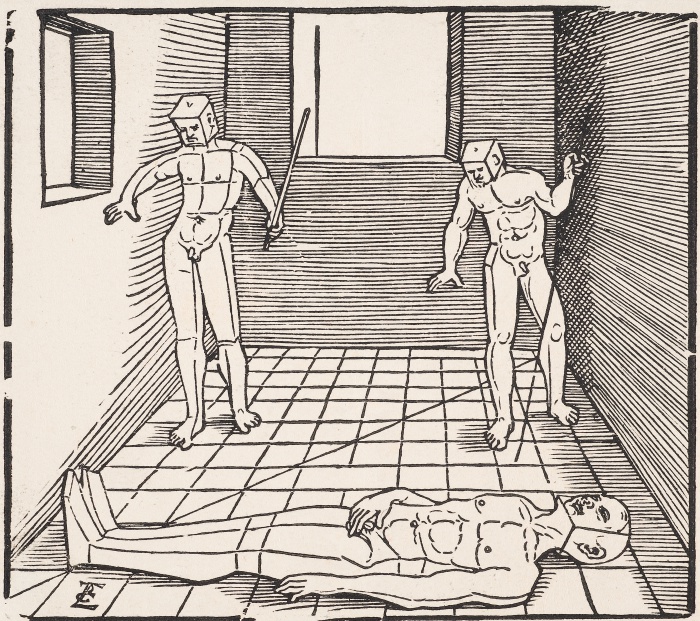 Schoen Erhard 1538 Drei maennliche Figuren in einem Raum.jpg